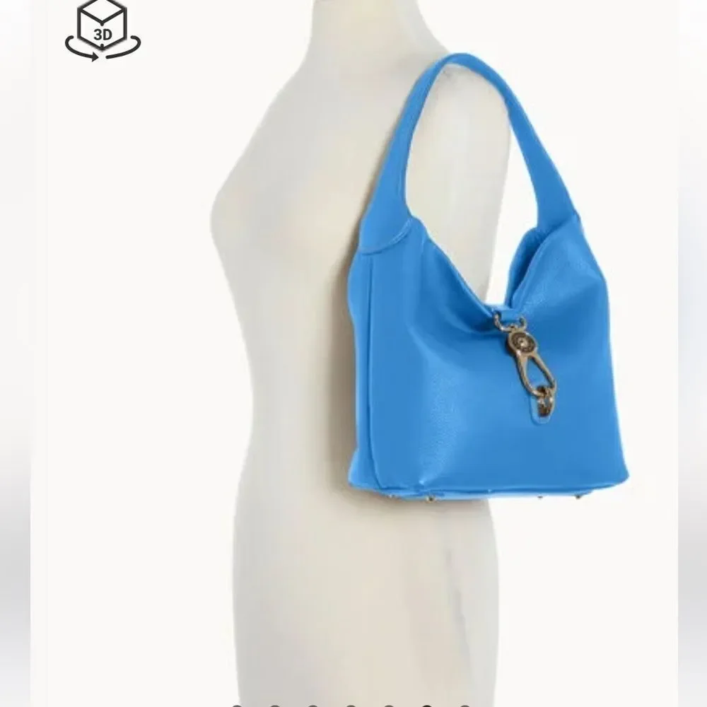Dooney & Bourke Blue  Pebble Grain Leather Large  Logo Lock Sac